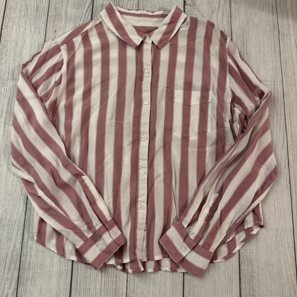 Rails Dana Bail Red White Stripe Button Down Shirt Women's Size Large